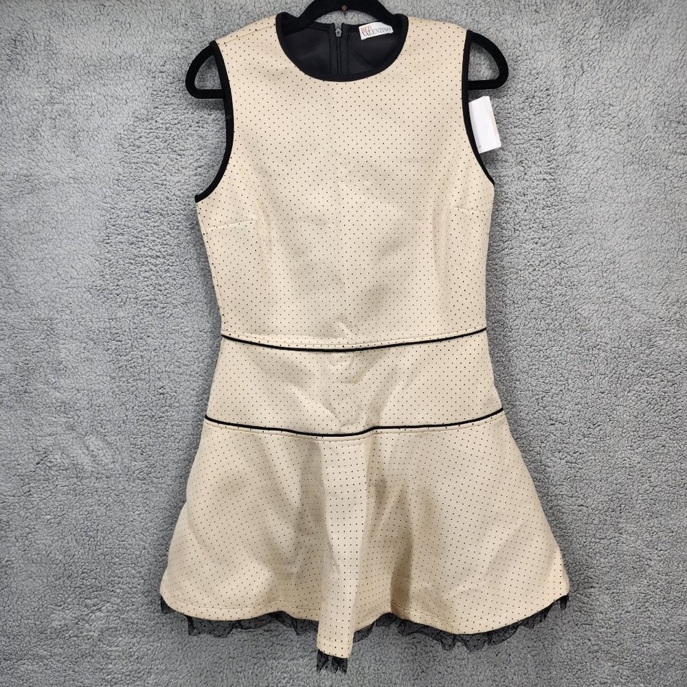 Red Valentino‎ Garavani Women's Size XL Sleeveless Beige Fit & Flare Mini Dress